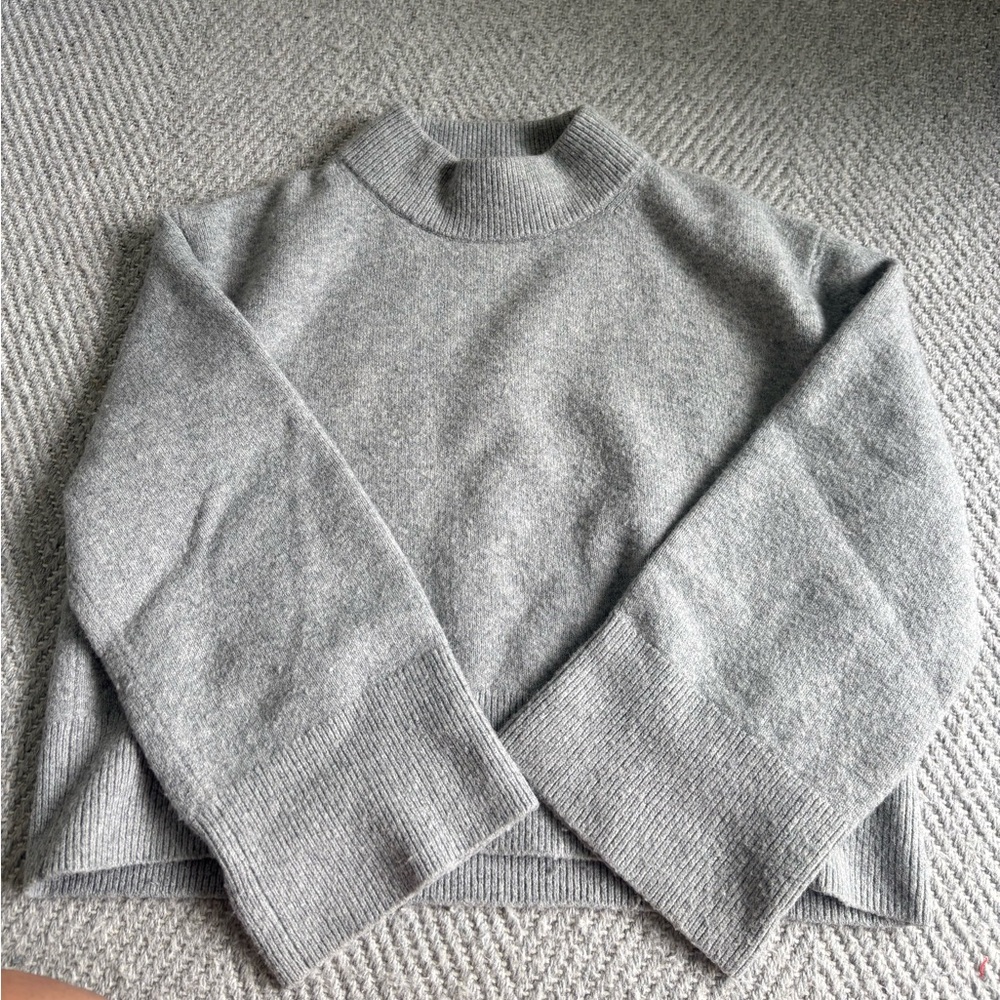 J. Crew Light Gray Ribbed Knit Sweater